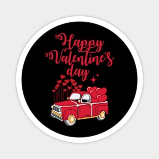 Truck With Red Hearts Valentine's Day Magnet